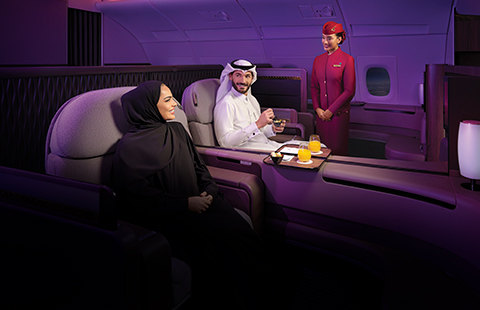 Aircraft | A380 | First-Class | Qatari-Couple | Cabin-Crew